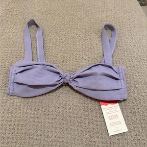 Lavender Ribbed Knot Front Bikini Top with Adjustable Straps